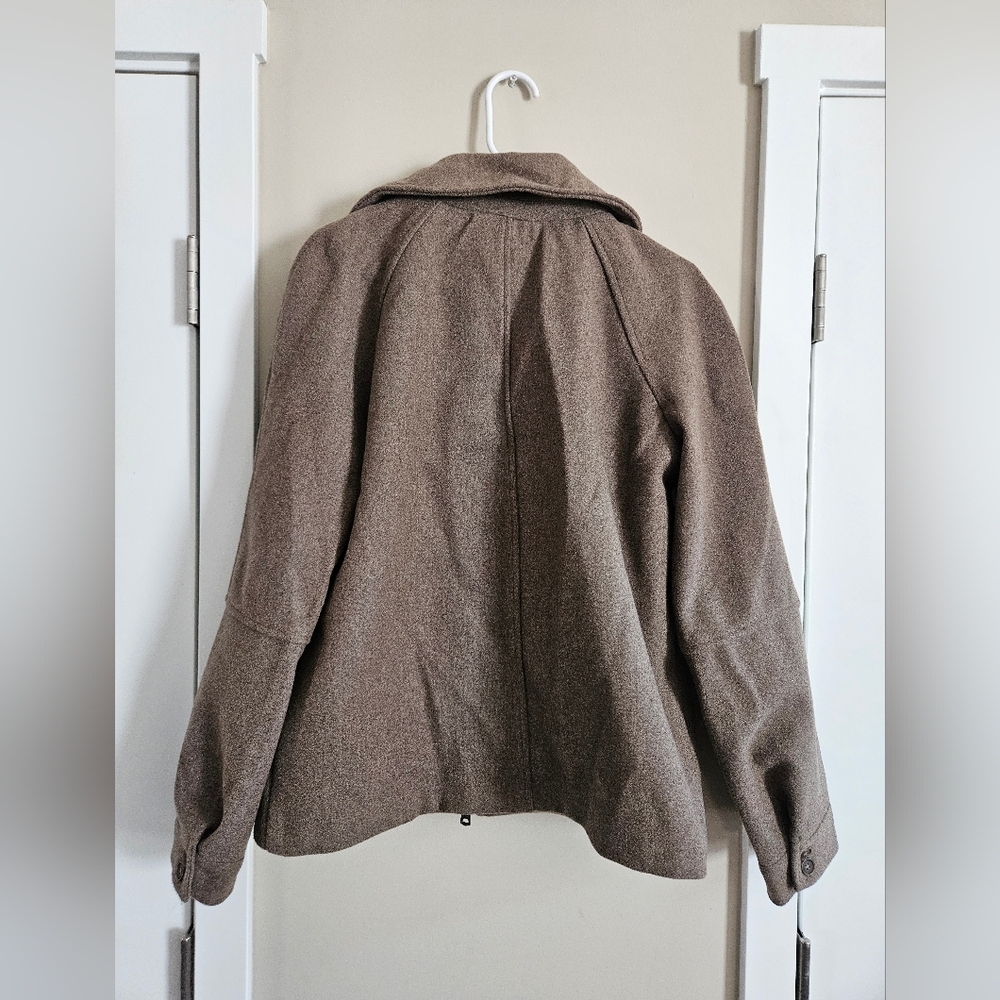 Anthropology avec les fillas zip jacket collar winter coat medium Brown Minimal - Picture 3 of 12